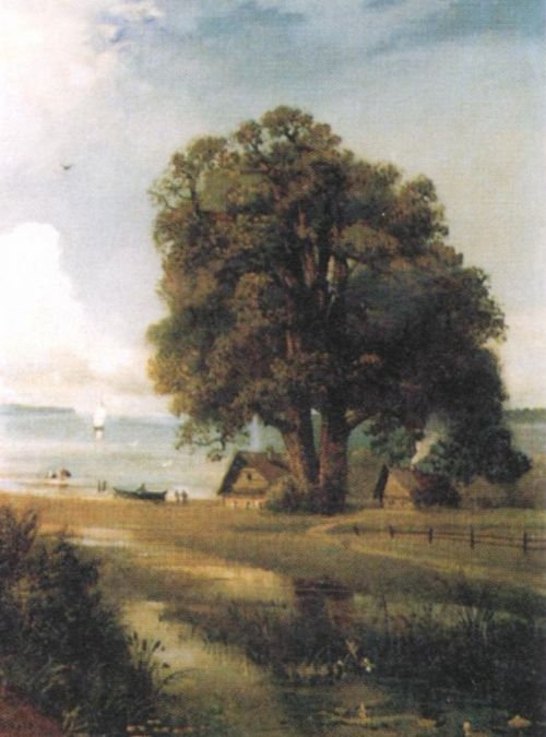 Пейзаж с хутором у озера. 1880-1890-е